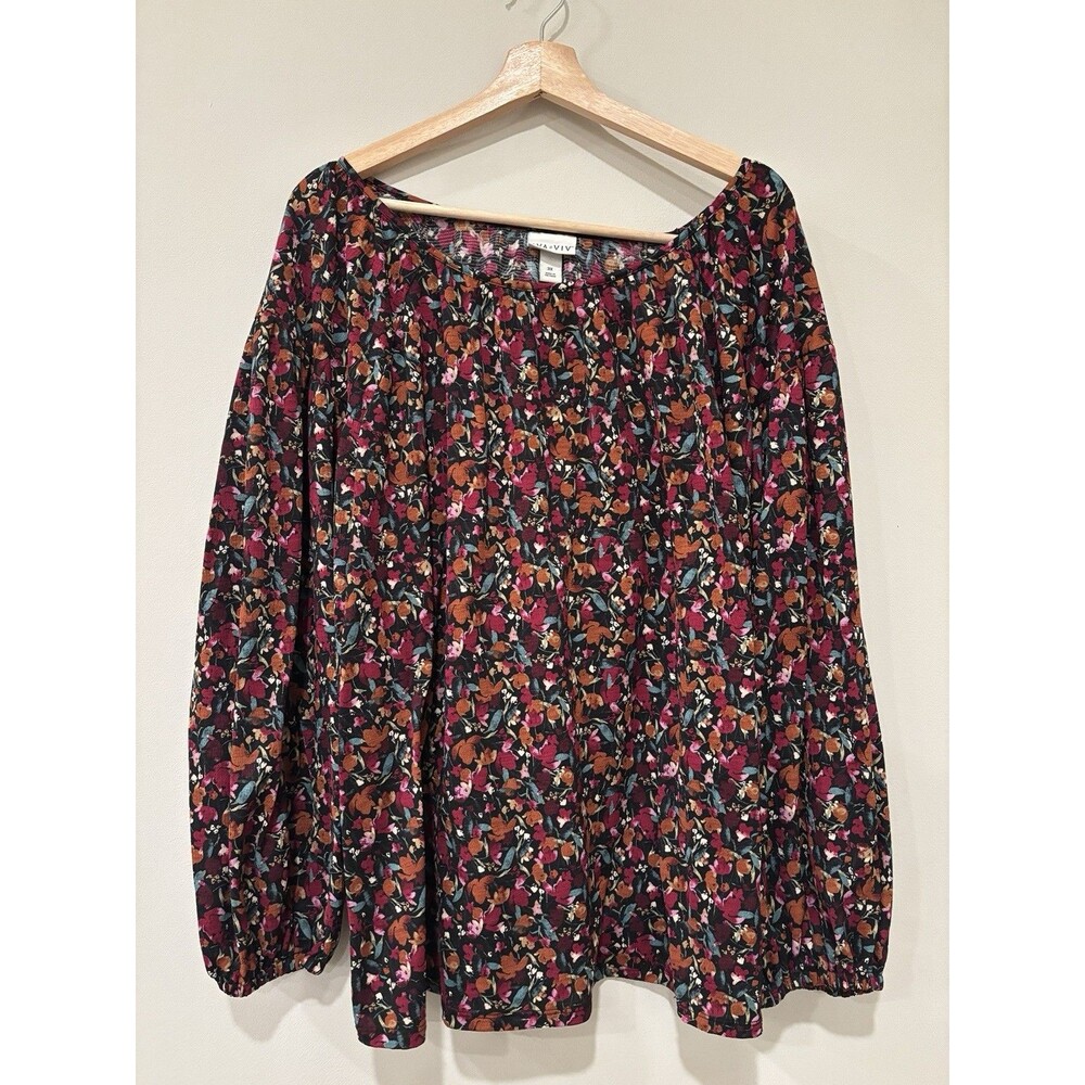 Women’s 3XL Floral‎ Ditsy Blouse 3/4 sleeve W/Balloon Sleeve Flowy
